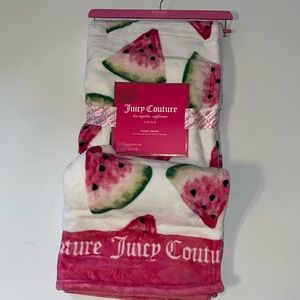 Juicy Couture Watermelon Summer Fruit  Slices plush throw blanket
